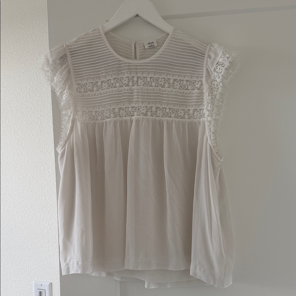 Aritzia Wilfred Chic Ivory Lace Accent Blouse